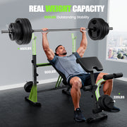 FLYBIRD Olympic Weight Bench Adjustable Press with Rack, Leg Developer & Preacher Curl (1000Lbs/2025)