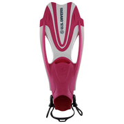 U.S. Divers Cozumel TX Mask, Proflex FX Fins, and Island Dry Snorkel Combo Set - Grey/Berry - L