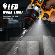RELOIVE 21V Cordless Drill Driver Power Set, 4-in-1 Multifunctional Tool, 45N.m Torque, 3/8 in Keyless Chuck, Dual 2000mAh Batteries, Yellow