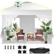 Hoteel HI-000100 10x10 Pop Up Canopy Tent, Waterproof 210D Oxford Cloth with PU Coating, UV50+ Protection, White