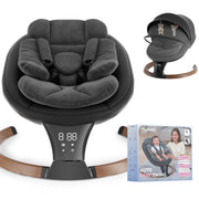 TouHeart Electric Baby Swing for Infant with 5-Speed Sway, Vibration, Remote Control, 10 Lullabies, Black, S8031