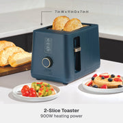 Thyme & Table TT1628R 2-Slice Toaster, Extra-Wide Slots with Slide-Out Removable Crumb Tray, Atlantic Blue