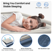 iDOO Twin Size Air Mattress, 18in Thick Inflatable Airbed with Built-in Pump, Waterproof PVC, 560lb Max Load, Gray