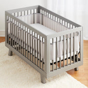HALO Breathable Mesh Liner for Full-Size Cribs, Classic 3mm Mesh with A.C.T. Air Channel Technology, Gray, Covers 3 or 4 Sides