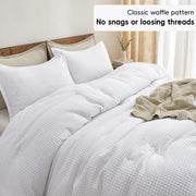 PHF 3-Piece Waffle Weave Comforter Set, King Size, Lightweight All-Season Bedding, Ultra Soft Textured Comforter with 2 Pillow Shams, Black