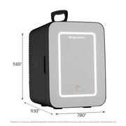 Frigidaire Mini Personal Fridge Cooler with LED Lighted Mirror, 6.5L Capacity, 9 Can, Black, EFMIS170