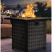Philergo 32-Inch Outdoor Propane Fire Pit Table with Lid, Lava Rock, and 50,000 BTUs for Patio Garden