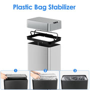 Pirecart Pirecart-1057351 18.5 Gallon Automatic Trash Can, Touchless Motion Sensor, Butterfly Split Lid, Soft-Close, Fingerprint-Resistant Stainless Steel, Silver