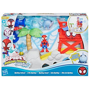 Hasbro Marvel Spidey and His Amazing Friends Water-Webs Spidey Island Playset with 3-Inch Articulated Spidey Figure, Jeff the Terrestrial Shark Minifigure, Pirate Accessories, Red/Blue