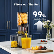 SIMZLIFE MJ006 Cold Press Masticating Juicer with 5.1 in Wide Feed Chute, 150W Motor, High Juice Yield, Black