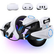 Esywen Head Strap for Meta Quest 2, 3, 3S VR Headset with 10000mAh Rechargeable Battery, Adjustable Knob, Flip-Up Design, White, MQ3003