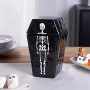 Way To Celebrate Halloween Ceramic Coffin Treat Jar, Black, 25 oz