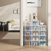 Gianna 12 Pack Stackable Shoe Box Plastic Storage Organizer White Holds Shoes Up to US Size 9 DS-XHV0829-1309WT12P-LG