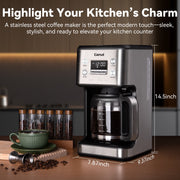 Gevi 14-Cup Programmable Drip Coffee Maker, Stainless Steel Smart Coffee Pot with Touch Control and Automatic Clean, CM9451HA-UL