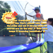 Mersco 14FT Outdoor Trampoline with Safety Enclosure Net, Basketball Hoop, Detachable Ladder, Heavy-Duty Galvanized Steel Frame, Blue