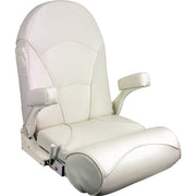 Springfield Marine Products Royal Flip-Up Boat Seat, Heavy-Duty Marine-Grade Vinyl, Plush Foam Padding, Flip-Up Bolster and Armrests, Large Dry Pocket, White, 1040800
