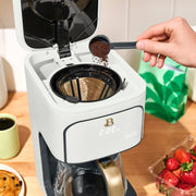 Beautiful 12-Cup Programmable Coffee Maker, 1200W, Multiple Brew Strengths, Auto Shut-Off, Keep Warm Function, White Icing and Black Sesame