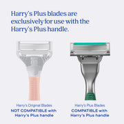 Harry's Plus Shaving Set with Moss Green Metal Razor Handle, 3 Five-Blade German-Engineered Cartridges, Foaming Shave Gel with Aloe, Travel Blade Cover