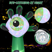 Melliful 6 Ft Halloween Inflatable Monster Hand Catches Eyeball with Skull Built in LED Lights