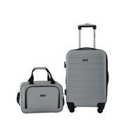 Wrangler WRW-20272-014  2-Piece Expandable Rolling Hard-Side Spinner Carry-on Set with 22-Inch Carry-on, 15-Inch Tote, Ultimate Gray