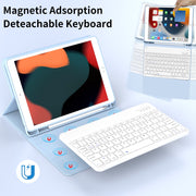 SZPSGC Keyboard Case for iPad 10.2 7th-9th Gen, Wireless Magnetic Detachable Bluetooth Keyboard, Built-in Pencil Holder, Blue