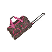 Rockland Luggage PRD322-PINKLEOPARD Women 22 Rolling Duffle Bag Pink Leopard
