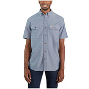 Carhartt Loose-Fit Midweight Chambray Button-Front Short-Sleeve Shirt for Men - Denim Blue Chambray - L