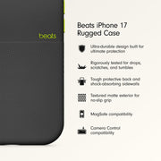 Beats iPhone 17 Rugged Case with MagSafe Compatibility and Camera Control, Everest Black Matte