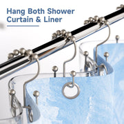 AmazerBath Shower Curtain Hooks, Rust-Resistant Metal, Double Glide Roller Design, Matte Nickel, Set of 12