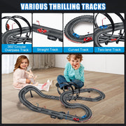 Fistone Slot Car Race Track Set, 28ft Dual Loop Track, 4 High-Speed Cars, 2 Electric Controllers, 2 Manual Controllers