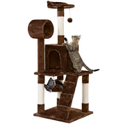 SmileMart YT-00106404-51 Cat Tree with Hammock and Scratching Post Tower, Multi-Level Plush Design, Brown