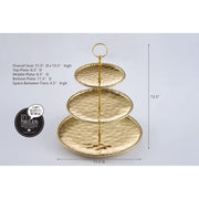 Pampa Bay Monaco 3 Tier Stand, High-Fired Porcelain, Glossy Gold-Tone Titanium Finish, Dishwasher Safe