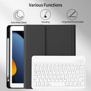 KVTVOU Tablet Keyboard Case with Detachable Wireless Bluetooth Keyboard, Pencil Holder, Stand Folio, Black for iPad 9th/8th/7th Generation 10.2 Inch