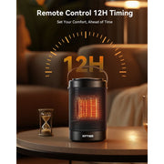 NFTIGB Portable Ceramic Space Heater, 1500W Electric Heater with Remote Control, 3 Heat Settings, Smart Thermostat, Black