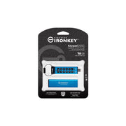 Kingston Ironkey Keypad 200 USB-C Encrypted Flash Drive, 16GB, XTS-AES 256-bit Hardware Encryption, FIPS 140-3 Level 3 Pending, Brute Force and BadUSB Protection, Multi-PIN Option