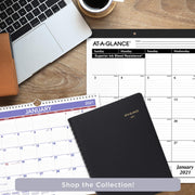 AT-A-GLANCE Weekly Appointment Book Planner, Large 8.25 x 11 in, Black Faux Leather Cover, 13-Month 2021-2022, Twin Wire Binding, Ink Bleed-Resistant Paper, 709500521