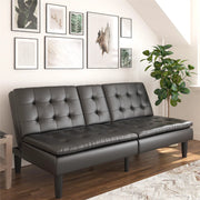 Mainstays 2507009W Memory Foam Futon with Cupholder and USB, Black Faux Leather