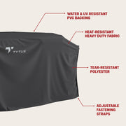 TYTUS Modular Collection Outdoor Grill Cover, Weather and UV Resistant 600D Polyester with PVC Backing, Black, 116 in L x 23 in W x 46.5 in H, Adjustable Straps, TYT-ACC-116