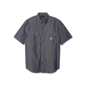 Carhartt Men's Loose Fit Midweight Chambray Button-Front Short-Sleeve Shirt, Denim Blue, 3XLarge, 104369-499