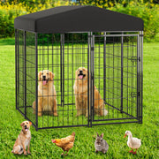 Anyask Heavy Duty Medium Metal Dog Kennel Playpen with Weatherproof Removable Roof Black 4'L x 4'W x 4.5'H SY10-24-LD009-BG-0001
