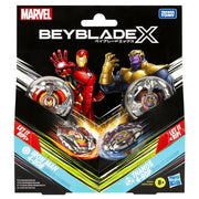 Beyblade G0287 X Marvel Collab Iron Man 4-80B vs. Thanos 4-60B Multipack Battling Tops Set, Ages 8+