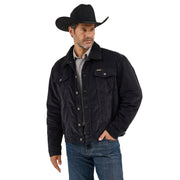 Wrangler Men's Sherpa Lined Corduroy Jacket, Water Resistant, Caviar, Large, 100% Cotton, 112367604