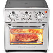 Elite Gourmet Air Fryer Oven, 8.5Qt Capacity, 5-in-1 Cooking Functions, Stainless Steel, 800W, Adjustable Timer and Temperature Controls, EAF0852SS