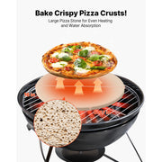 KFFKFF 16-Inch Round Cordierite Pizza Stone with Rack Stand, Heat-Resistant up to 1450F, 0.67-Inch Thick VV40615R