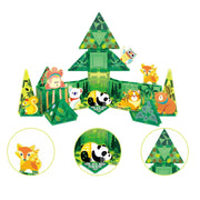 PICASSO-TILES Magnetic Tiles Forest Animals Theme, 48PCS STEM Building Blocks Educational Toy for Kids