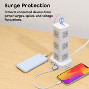 Merkury Innovations Modular Power Tower Power Strip, 14 AC Outlets, 6 USB Ports with 4 USB-C PD 20W, 900-Joule Surge Protector, 4ft Cord, Black
