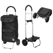 Bigger Trolley Dolly, Black Shopping Grocery Foldable Cart