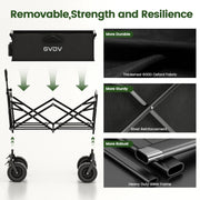 GVDV Collapsible Folding Wagon, 550LBS Large Heavy Duty Utility Cart, Black - Alloy Steel