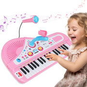 Lictin GYH0078 Toddlers Piano Keyboard Instrument with Microphone, 37 Keys Piano Toys, Pink