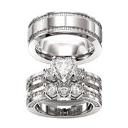 Loversring TWO RINGS Wedding Ring Sets His And Hers Promise Ring Couples Bridal Sets Women